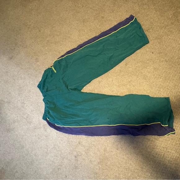 Urban Outfitters Baggy Sweatpants Teal and Blue Track Pants with Yellow Trim - Picture 3 of 4